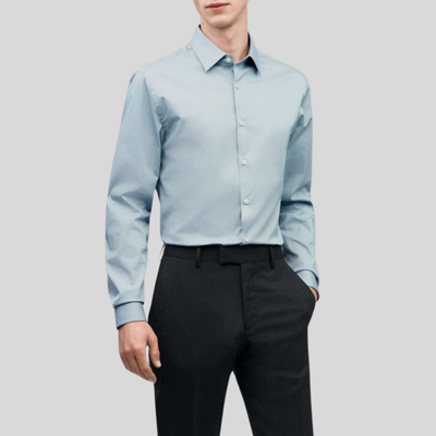 Gotstyle Fashion - Tiger Of Sweden Collar Shirts Twill Stretch Cotton Blend Shirt - Light Blue