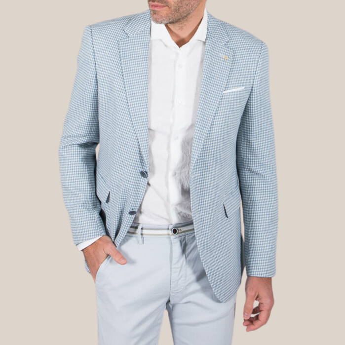 Light blue linen blazer online