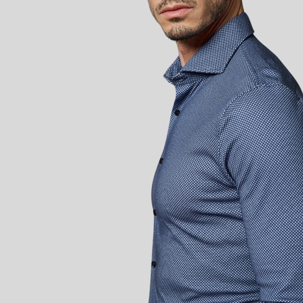 Gotstyle Fashion - Desoto Collar Shirts Diamond Pattern Jersey Shirt - Navy