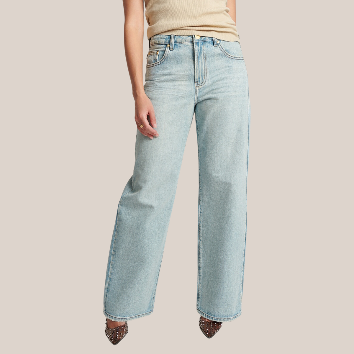 Gotstyle Fashion - One Teaspoon Denim 90s Vibe Mid Waist Wide Leg Flare Jeans - Light Blue