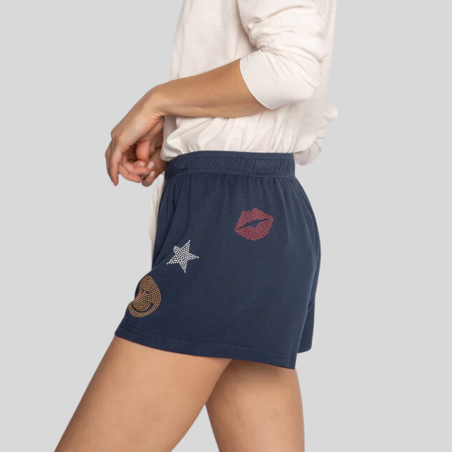 Gotstyle Fashion - PJ Salvage Shorts Nailhead Emoji Details Drawstring Shorts - Navy