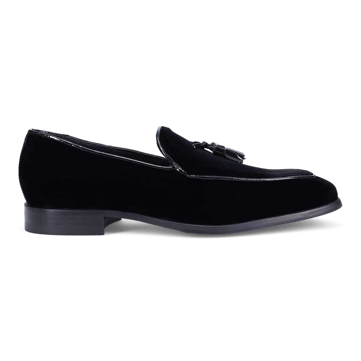 Velvet Tassel Loafer Black