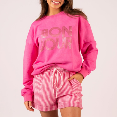 Gotstyle Fashion - We Are The Others Sweatshirts Bonjour Vintage Sweatshirt - Pink