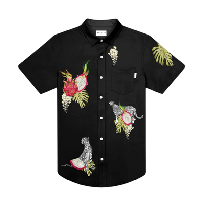 Gotstyle Fashion - MAVRANS Collar Shirts Dragonfruit Print Weekend Shirt - Black