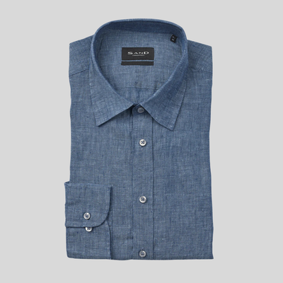 Gotstyle Fashion - Sand Collar Shirts Washed Linen Shirt - Dark Blue