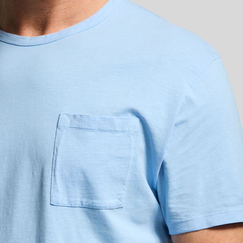 Gotstyle Fashion - Easy Mondays T-Shirts Crew Neck Slub Pocket Tee - Light Blue