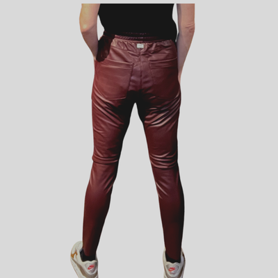 Gotstyle Fashion - Penn&Ink N.Y Pants Faux Leather Drawstring Cargo Pant - Bordeaux