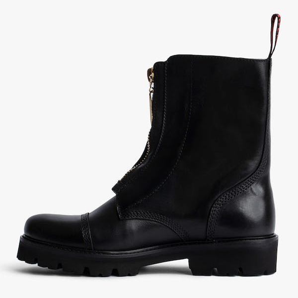 Gotstyle Fashion - Zadig & Voltaire Shoes Smooth Leather Zip Up Combat Boot - Black