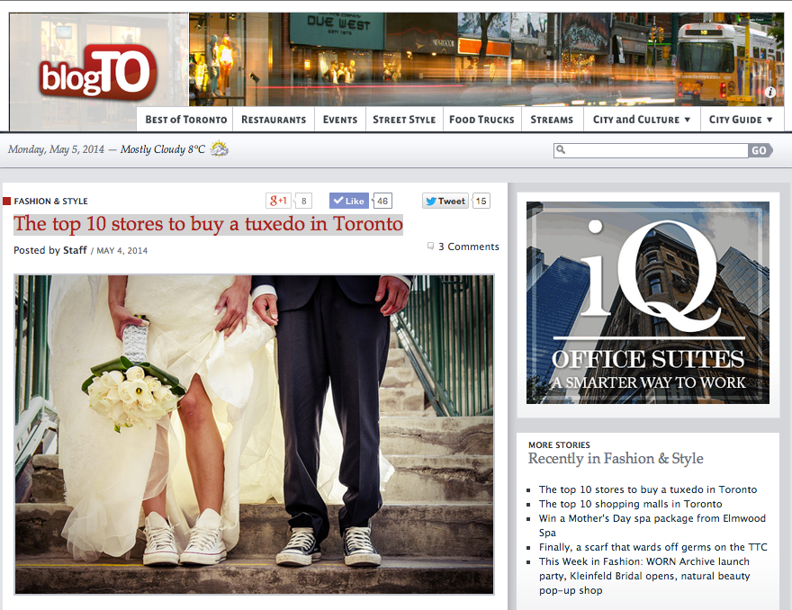 Gotstyle Featured On BlogTo Top 10 Stores To By A Tuxedo In Toronto