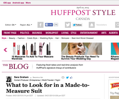 Press: What to Look for in a Made-to-Measure Suit x Huffington Post