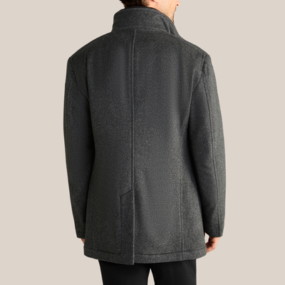 Twill Pattern High-Collar Jacket - Dark Grey