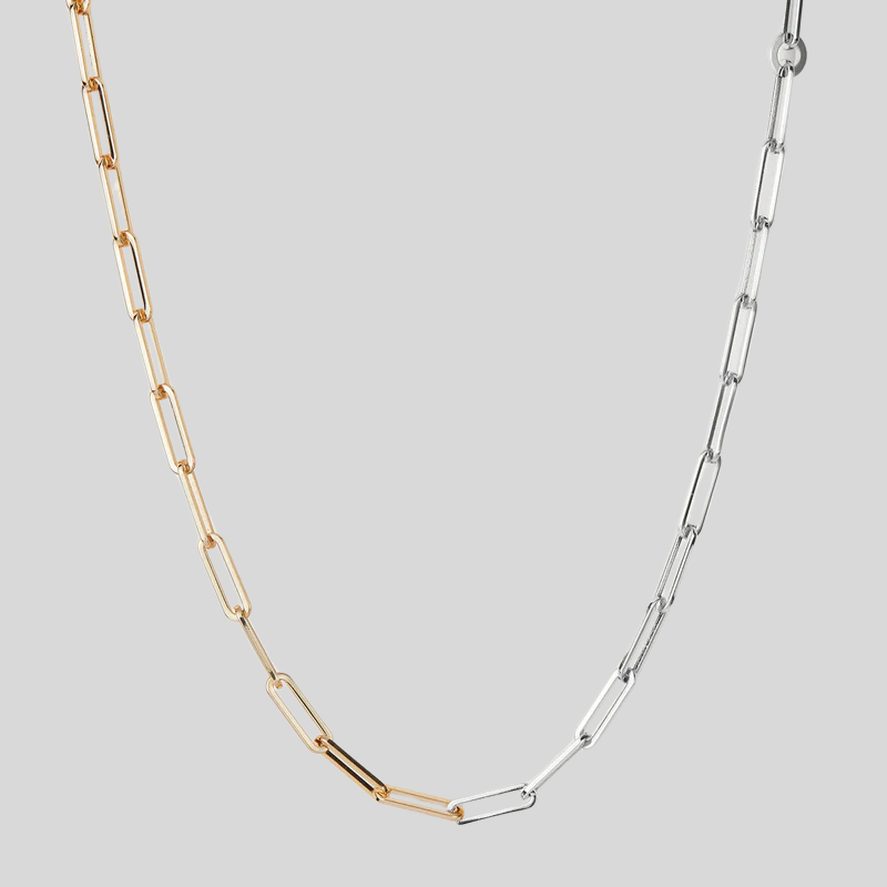 Two-Tone Paperclip Necklace - Gold/Silver