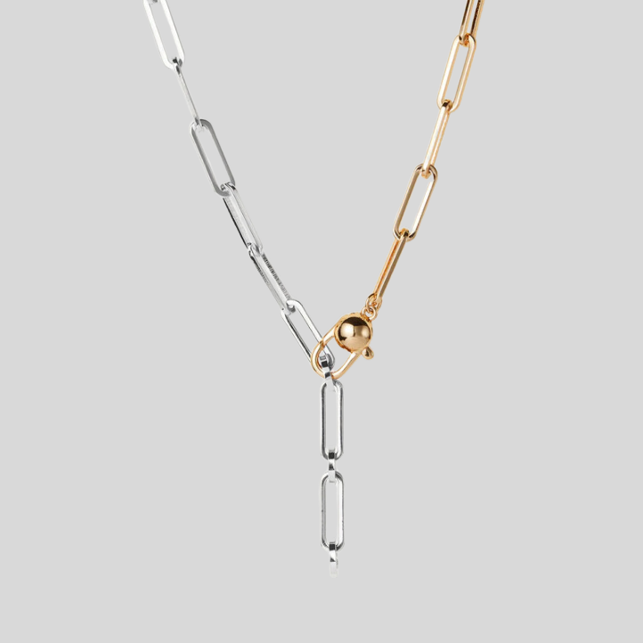 Two-Tone Paperclip Necklace - Gold/Silver