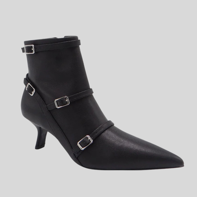 Gotstyle Fashion - Caverley Shoes Leather High Heel Ankle Zip Boot - Black