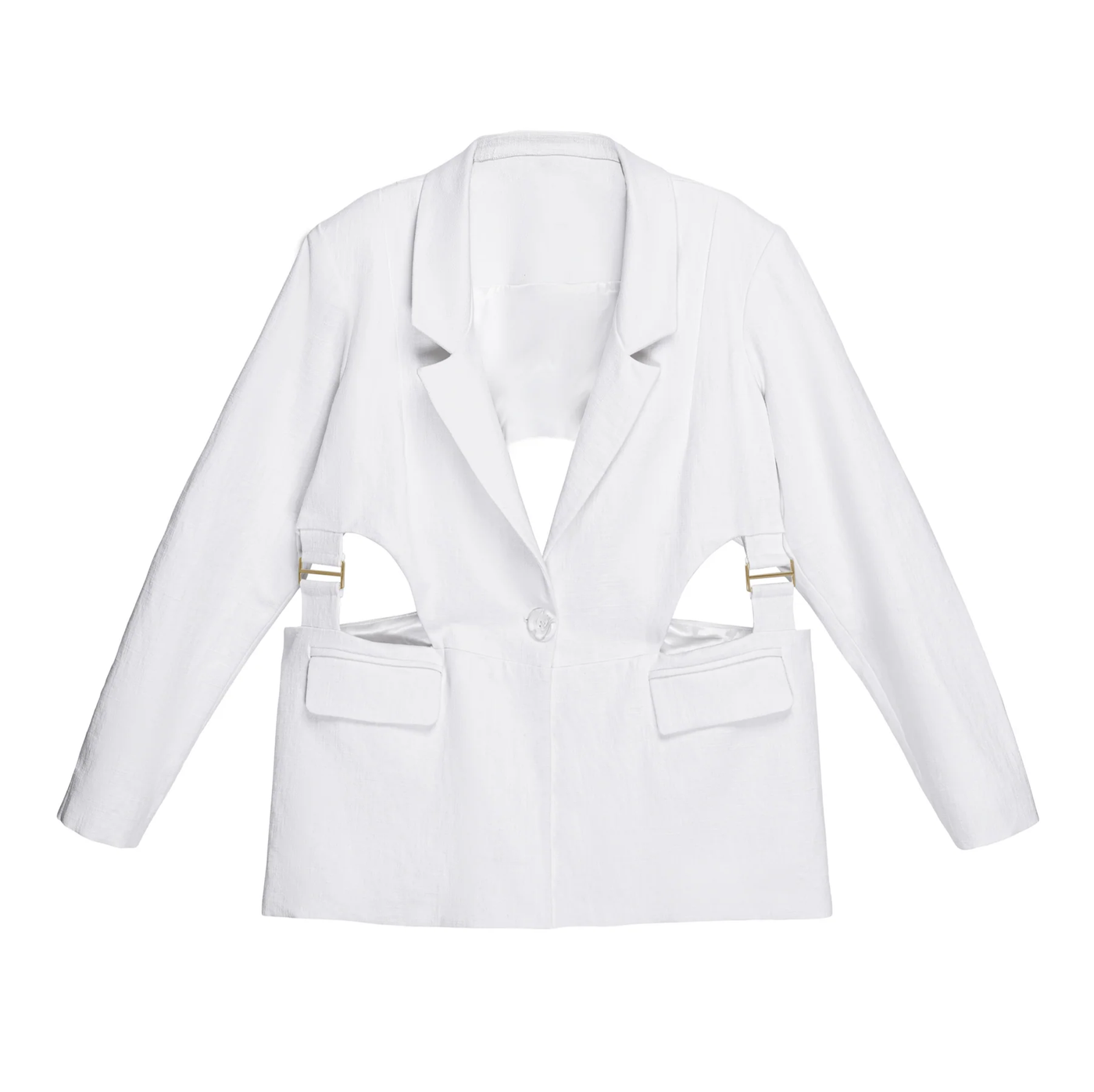 Gotstyle Fashion - Hilary MacMillan Blazers Linen Canvas Boxy Fit Cut Out Blazer - White