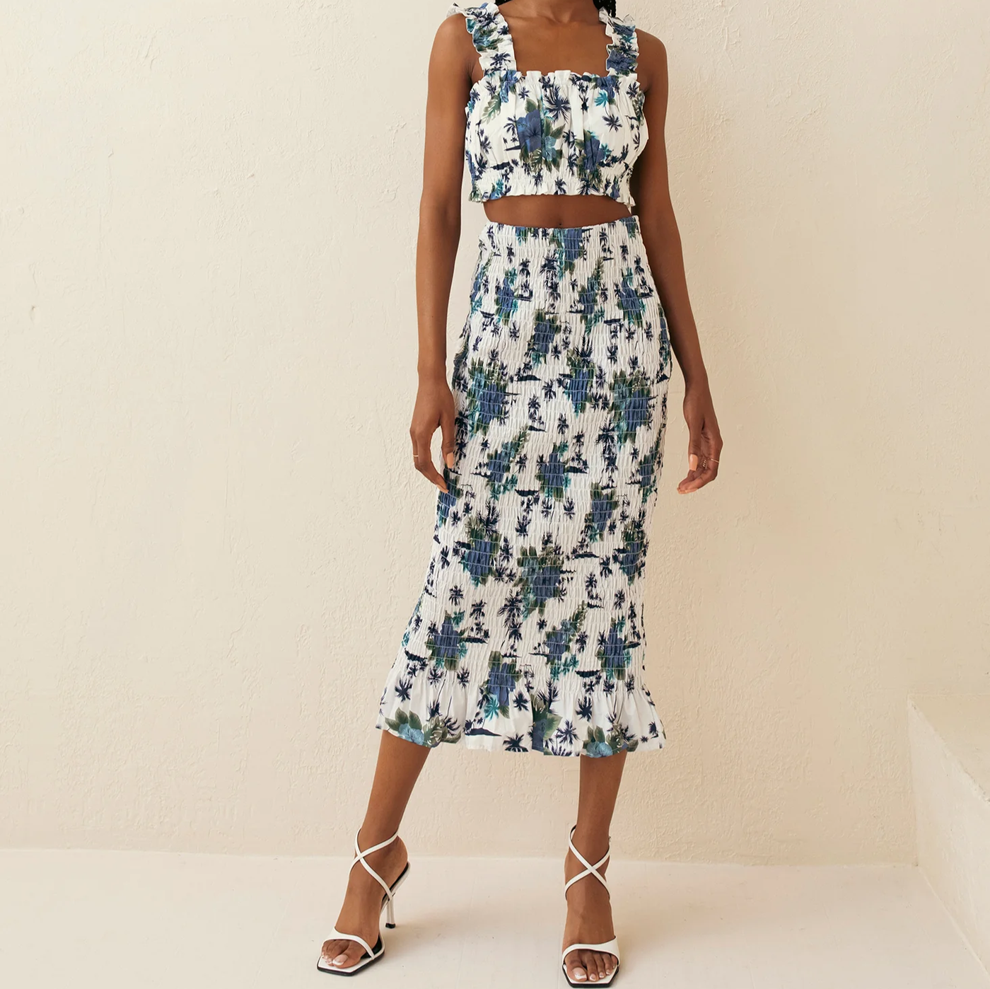 Gotstyle Fashion - Hilary MacMillan Skirts Ruched Floral Print Midi Skirt - Multi