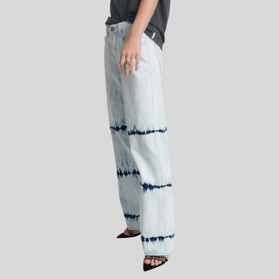 Gotstyle Fashion - One Teaspoon Denim Tie-Dye Mid Waist Wide Leg Flare Jeans - Light Blue