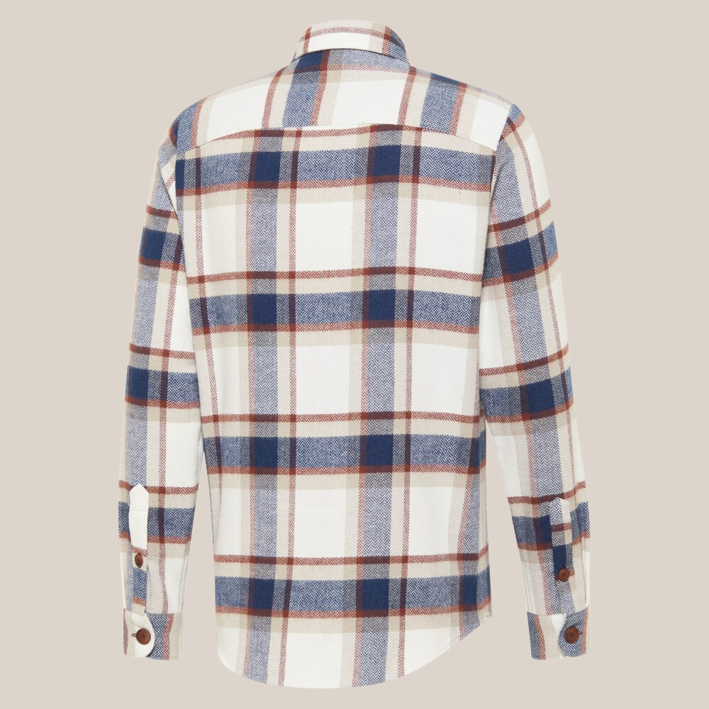Gotstyle Fashion - Blue Industry Jackets Plaid Checks Herringbone Flannel Work Shirt - White