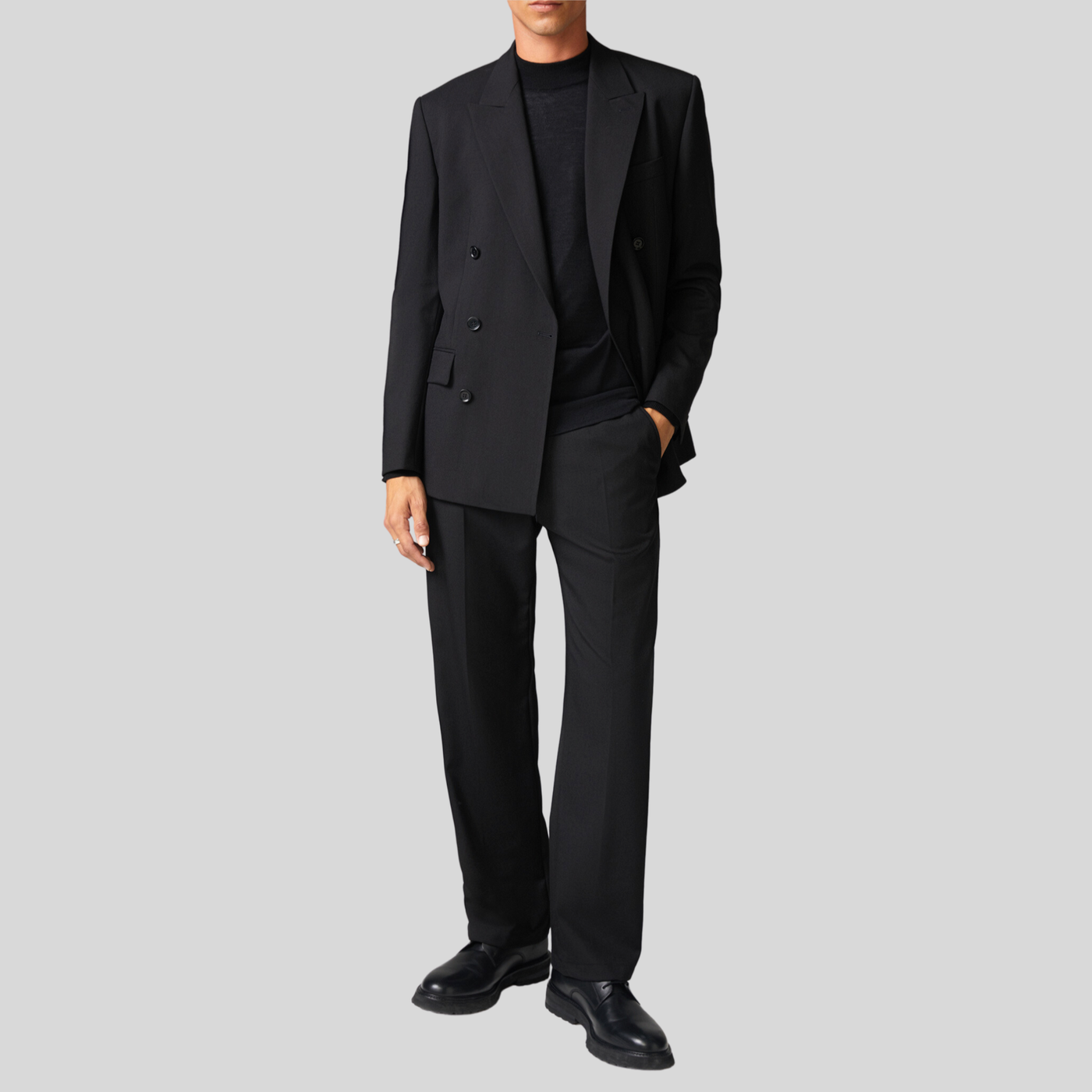 Gotstyle Fashion - Strellson Suits Loose Fit Wide Leg Wool Pants - Black