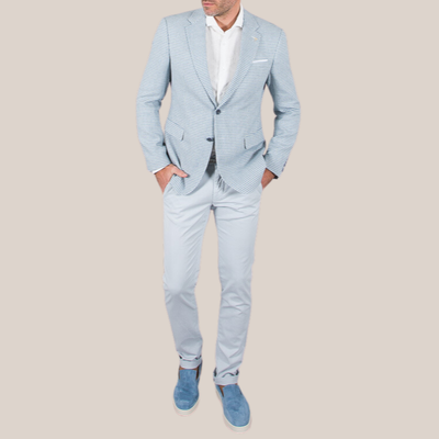 Gotstyle Fashion - Joop! Blazers Houndstooth Cotton / Linen Blazer - Light Blue