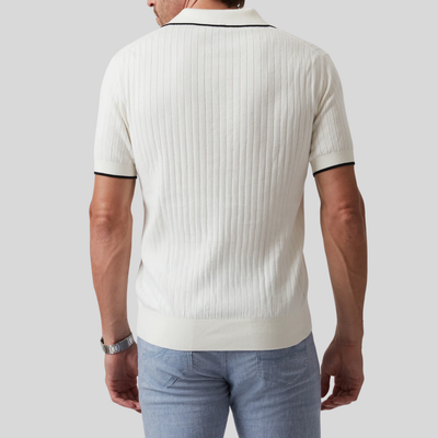 Open Collar Polo Sweater - Off-White