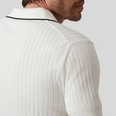 Open Collar Polo Sweater - Off-White