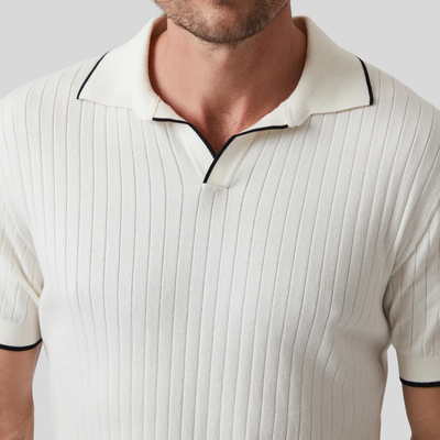 Open Collar Polo Sweater - Off-White