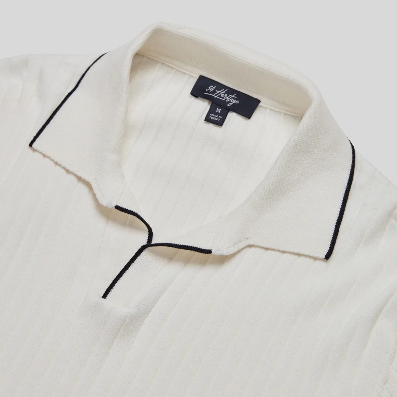 Open Collar Polo Sweater - Off-White