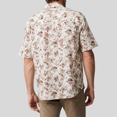 Cuban Collar Desert Print Shirt - Ecru