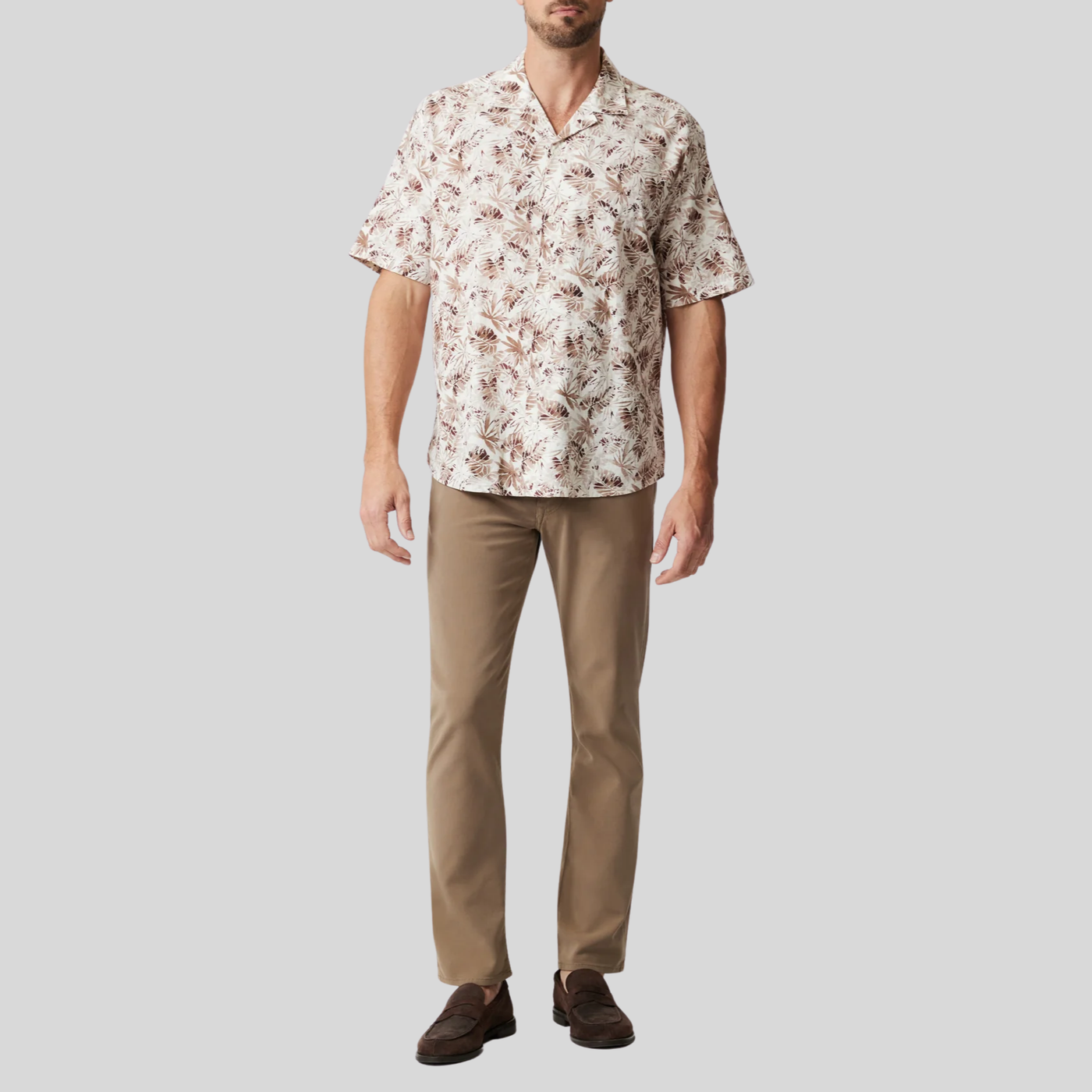 Cuban Collar Desert Print Shirt - Ecru