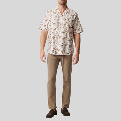 Cuban Collar Desert Print Shirt - Ecru