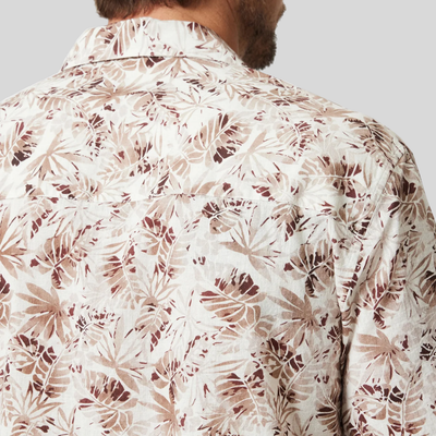 Cuban Collar Desert Print Shirt - Ecru