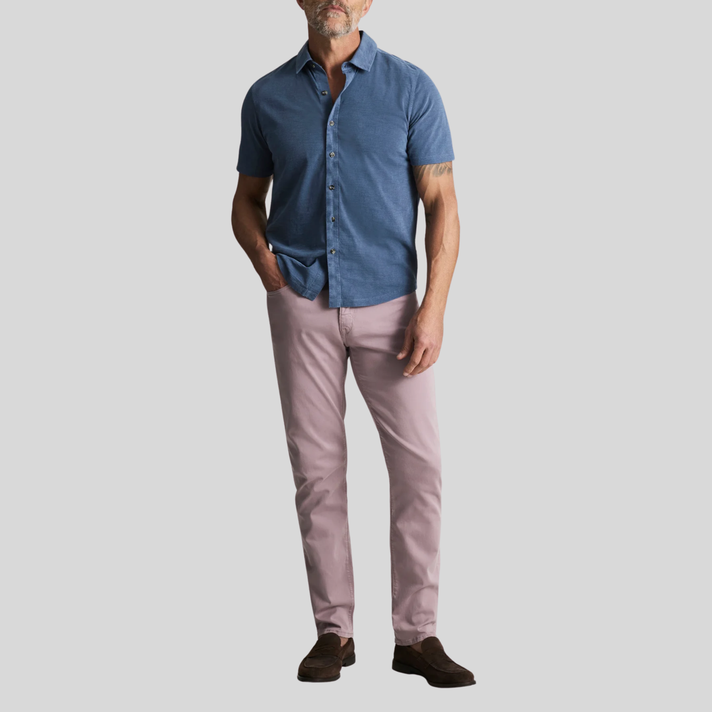 34 Heritage Straight Leg Twill Trousers Light Purple