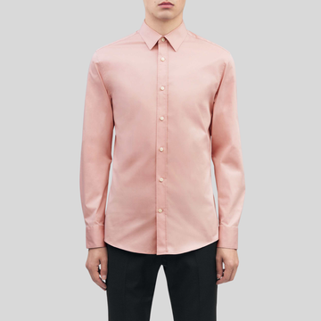 Twill Stretch Cotton Blend Shirt - Light Rose