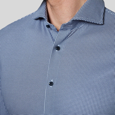 Gotstyle Fashion - Desoto Collar Shirts Mini Houndstooth Jersey Shirt - Navy