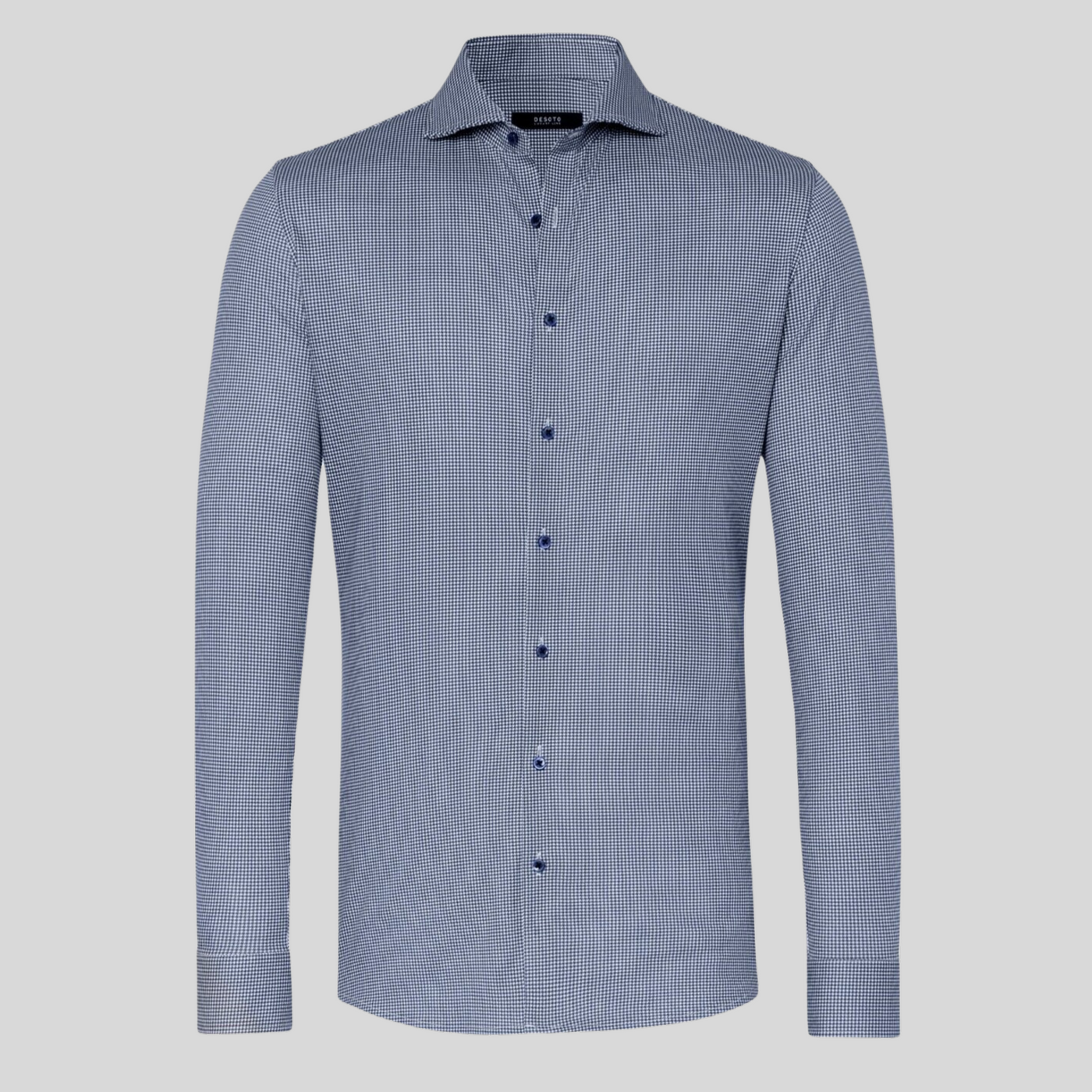 Gotstyle Fashion - Desoto Collar Shirts Mini Houndstooth Jersey Shirt - Navy