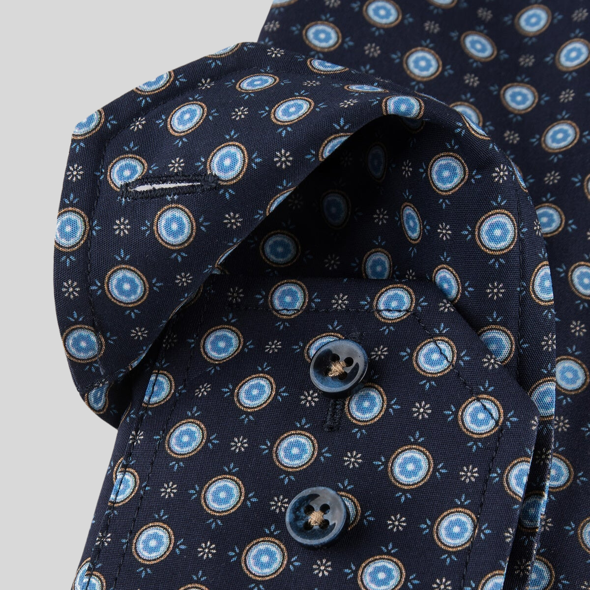 Gotstyle Fashion - Oscar Of Sweden Collar Shirts Geometric Circles Print Shirt - Navy
