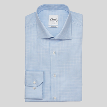 Micro Zig Zag Checks Shirt - Light Blue