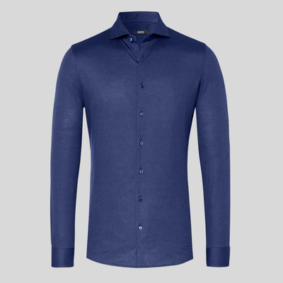 Gotstyle Fashion - Desoto Collar Shirts Twill Luxury Knit Jersey Shirt - Navy