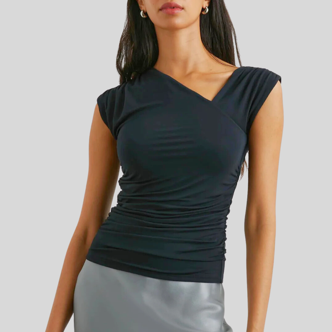 Gotstyle Fashion - Rails Tops Ruched Asymmetrical Jersey Top - Black
