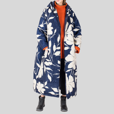 Gotstyle Fashion - Sittingsuits Jackets Extra Layer Hooded Jacket Mono Floral Print - Navy