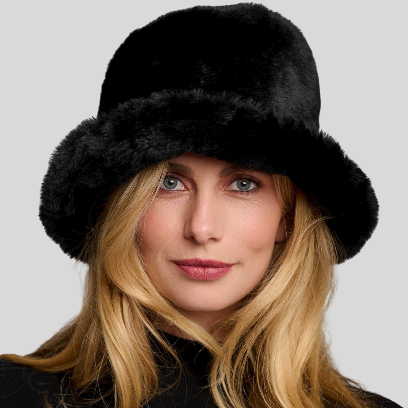 Gotstyle Fashion - Rino and Pelle Hats Faux Fur Bucket Hat - Black