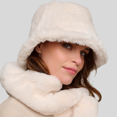 Gotstyle Fashion - Rino and Pelle Hats Faux Fur Bucket Hat - White