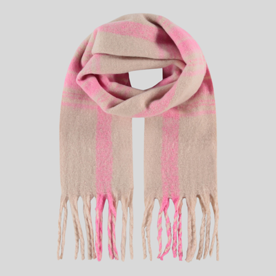 Gotstyle Fashion - Rino and Pelle Scarves Fringed Checks Scarf - Pink
