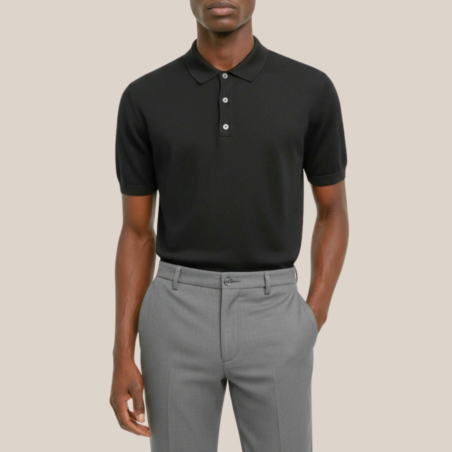 Knit Polo Shirt - Black