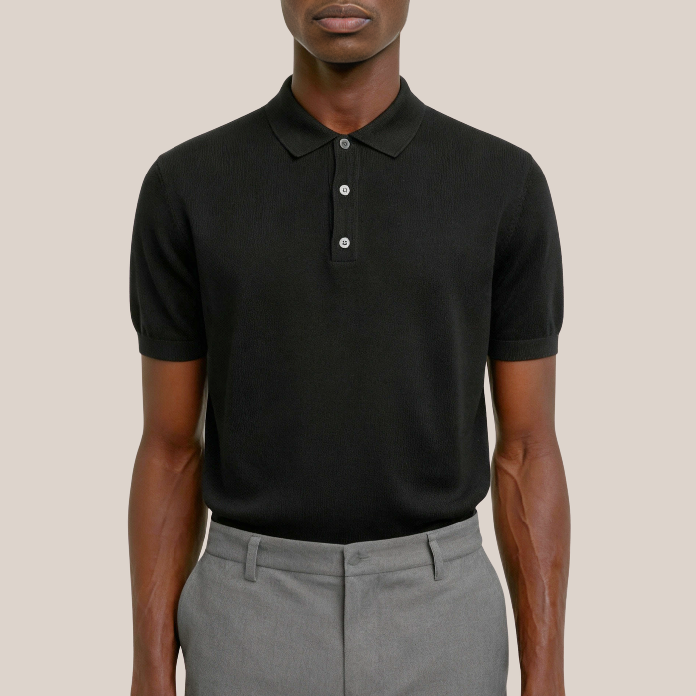 Knit Polo Shirt - Black