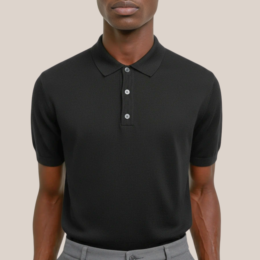 Knit Polo Shirt - Black
