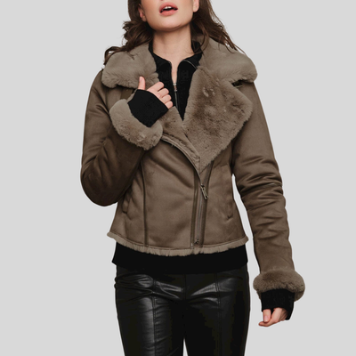 Gotstyle Fashion - Rino and Pelle Jackets Biker Jacket Faux Fur / Leather - Taupe
