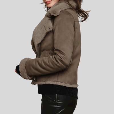 Gotstyle Fashion - Rino and Pelle Jackets Biker Jacket Faux Fur / Leather - Taupe