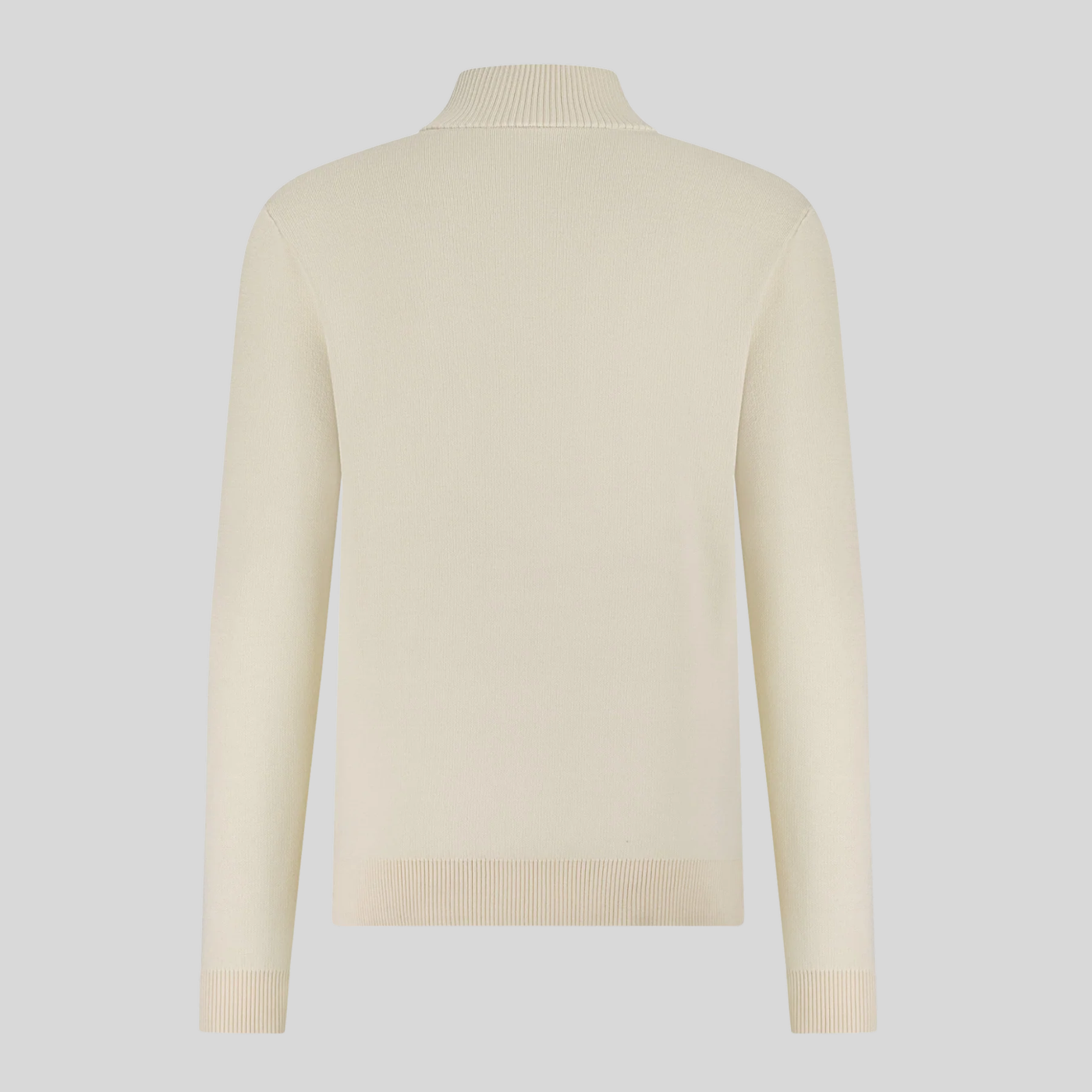 Button Up and Zip Closure Sweater - Beige